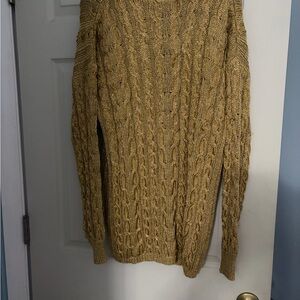 Elegant Women's Cable Knit Sweater - Gold